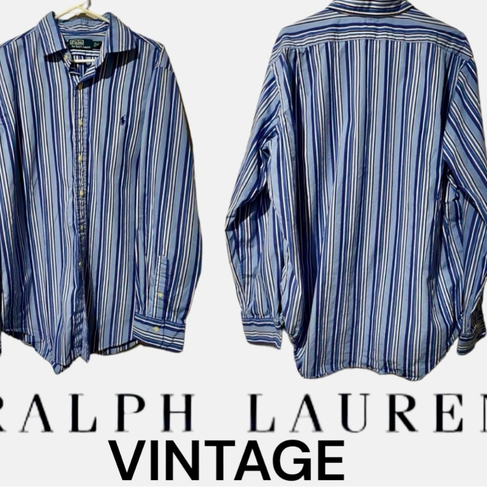 Polo Ralph Lauren XL long sleeve button down TONE /TONE PURPLE Striped HUES EUC!
